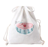 Cheap Canvas Drawstring Backpack Bag Stylish Lightweight String Bag Watermelon