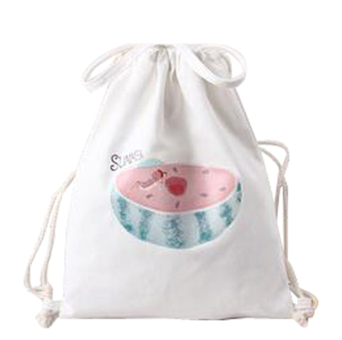 Cheap Canvas Drawstring Backpack Bag Stylish Lightweight String Bag Watermelon