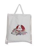 Pull Canvas Drawstring Backpack Bag Stylish Lightweight String Bag Crane