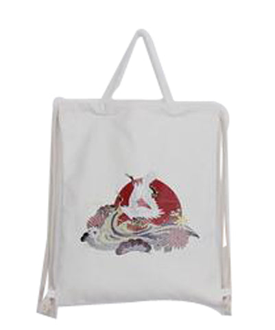 Pull Canvas Drawstring Backpack Bag Stylish Lightweight String Bag Crane