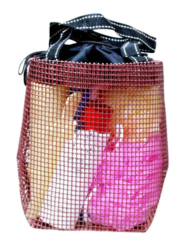 Hiking Quick Dry Mesh Shower Accessories Bag Breathable Bath Tote-Coffee