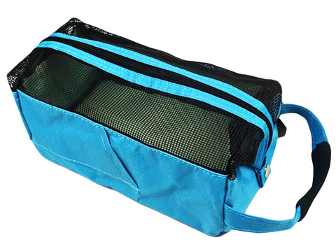Square Bath Accessories Tote Sport Swimming Mesh Shower Bag-Blue