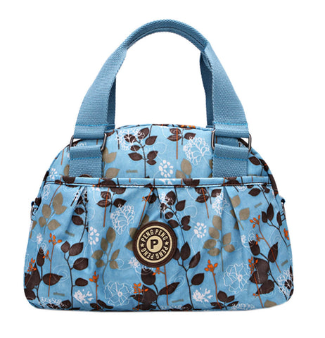 Women Waterproof Zipper Tote Bag Handbag Messenger Bag, Blue, Leave