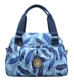 Women Waterproof Zipper Tote Bag Handbag Messenger Bag, Blue, feathers
