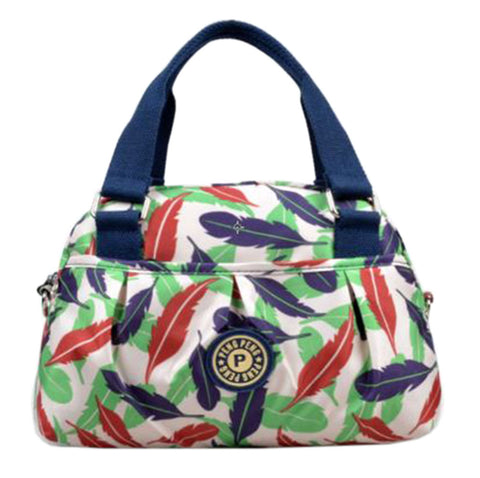 Women Waterproof Zipper Tote Bag Handbag Messenger Bag, Multicolored, feather