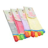 Women's Non Slip Full Toe Yoga Socks With Grip 2 Pairs Set,Rainbow Toe/White