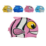 Lovely Cartoon Silicone Swim Cap Shark Light Blue