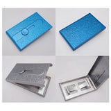 Metal Card Holders Carved Pattern Business Name Card Holder, Blue