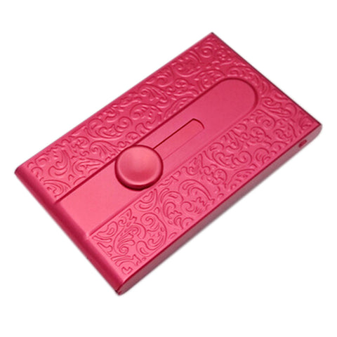Carved Pattern Business Name Card Holder Metal Card Holders, Red