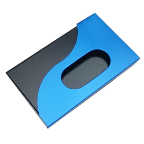 Fashion Business Name Card Case Holder Metal Card Holders, Black/Blue