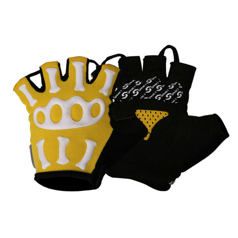 [YELLOW]Skeleton Half Finger Gloves Men's Cycling Motocycling Gloves