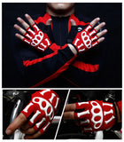 [RED]Skeleton Half Finger Gloves Men's Cycling Motocycling Gloves