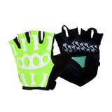 [GREEN]Skeleton Half Finger Gloves Men's Cycling Motocycling Gloves