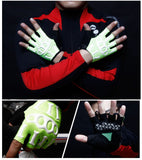 [GREEN]Skeleton Half Finger Gloves Men's Cycling Motocycling Gloves