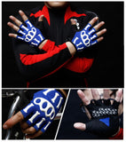 [BLUE]SPAKCT Skeleton Half Finger Gloves Men's Cycling Motocycling Gloves