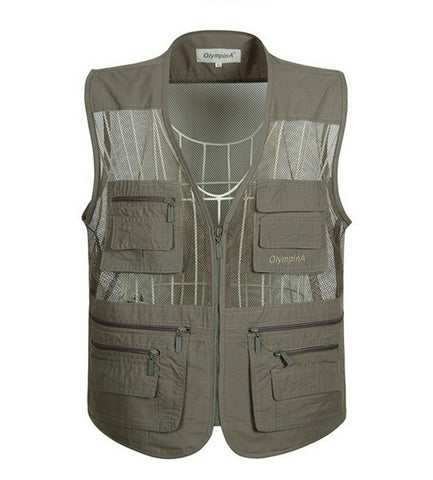 Fashion Mesh Middle-aged Men Fishing Photographer Vest GRAY, 4XL