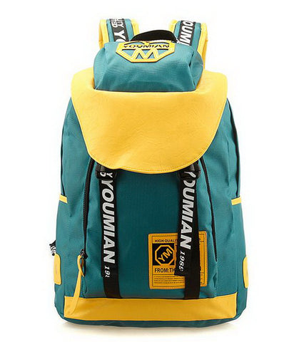 Adult Backpack Canvas Sport Backpack for Girls Yellow&Green