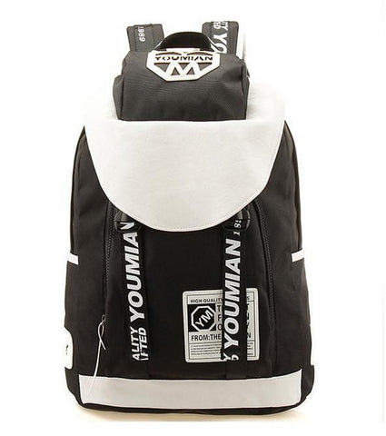 Adult Backpack Canvas Sport Backpack for Girls Black&White