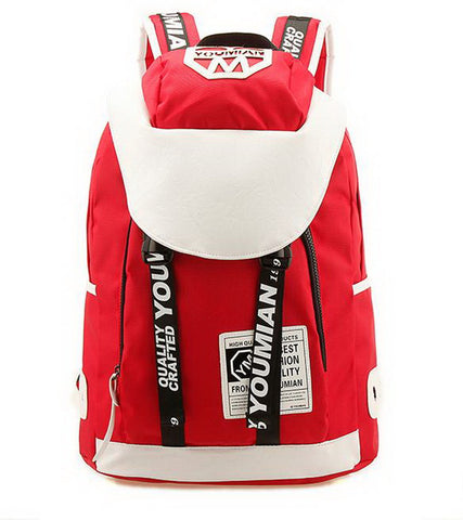 Adult Backpack Canvas Sport Backpack for Girls Red&White
