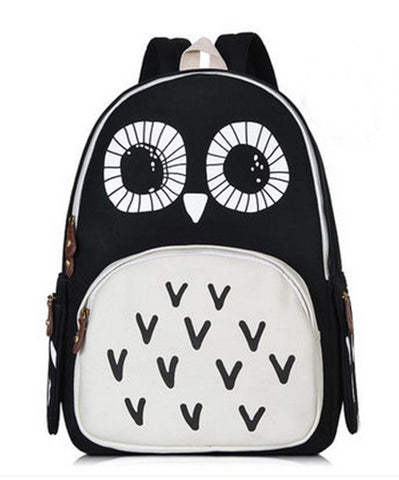 Owl Pattern School Bags Canvas Backpack Outdoor Camping Hiking Travel Backpack