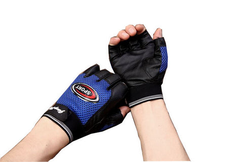 Cycling Gloves Half-finger Blue Gloves for Outdoor Sports Mens Gloves