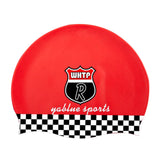 Fashion Item/Silicone Stretchable Swim Swimming Cap For Adult/Red Shield