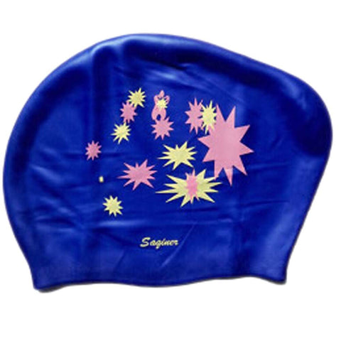 Beautiful Design Waterproof Premium Long Hair Swim Cap For Women Dark Blue