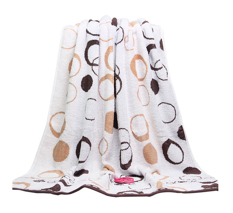 Elegant Absorbent High-grade Bath Towel Beach Towel Brown Circles