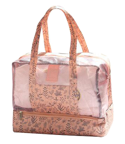 Waterproof Sports Bag Dry and Wet Separation Swimming Handbag Storage Package 36x18x29CM(Flower)