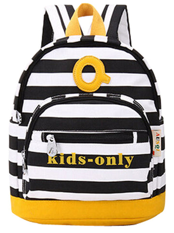 New Small fresh Backpack Stripe Cute Backpack BLACK