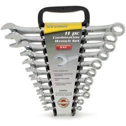 Combination Wrench Set, 11 Piece, 1/4" to 7/8", Raised Panel, in Storage Rack