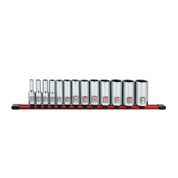 13 Pc. 3/8" Dr Deep Socket Set-SAE 12pt Rail