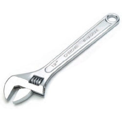 Adjustable Wrench, 12" Long, Satin Finish
