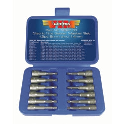 12 Piece Metric Power Drive Nut Setter Set with Magnetic and Hollow Point Drivers
