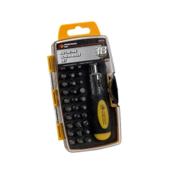 Ratcheting Screwdriver Set, 38 Piece, Stubby Driver with Phillips, Slotted, Hex and Torx Bits