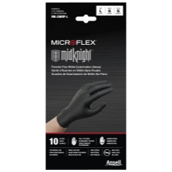 10 Pack MidKnight Black Powder-Free Nitrile Examination Gloves - Size L