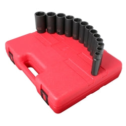 13 Piece 1/2" Drive 6 Point Deep SAE Impact Socket Set