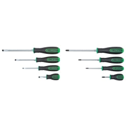 8 Piece Green And Black Phillips/Slotted Screwdriver Set