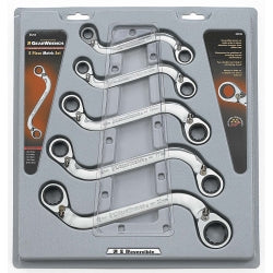 5 Piece S Shape Reversible Double Box Ratcheting Wrench Set - Metric