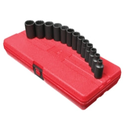 13 Piece 3/8 Dr. 12 Point Metric Semi-Deep Impact Socket Set