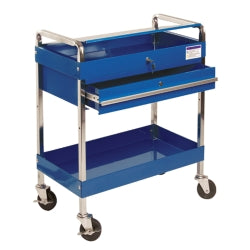 Service Cart With Locking Top and Drawer - Blue
