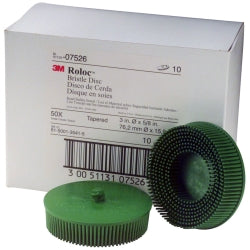 3" Scotch-Brite Roloc Bristle Discs 50 Grit Coarse Green