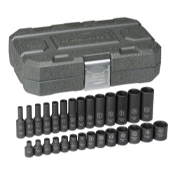 28 PIece 1/4" Drive 6 Point Metric Standard and Deep Impact Socket Set