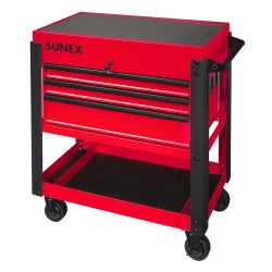 3 Drawer Utility Cart with Sliding Top - Red