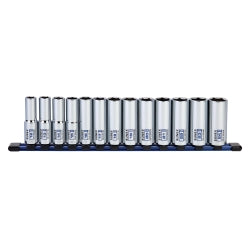 13 Pc. 1/2" Dr Deep Socket Set-MM 6pt Rail