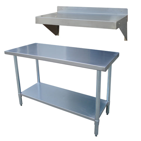 Stainless Steel Table and Shelf Set