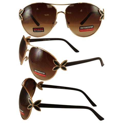 Butterly 1 Aviator with Gold Frame and Driving Mirror Lenses