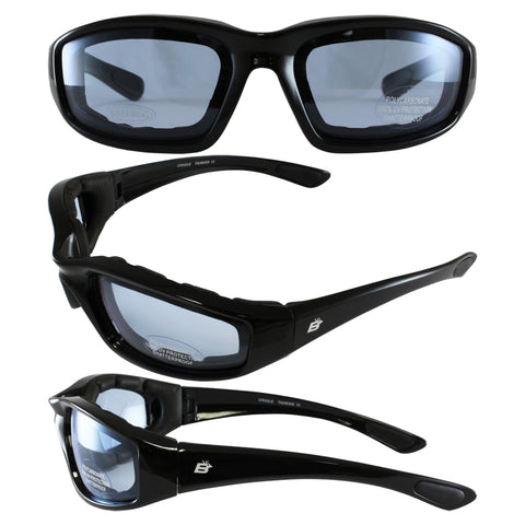 Birdz Oriole Motorcycle Glasses with Blue Shatterproof Anti-Fog Polycarbonate Lenses and Wind Blocking Foam