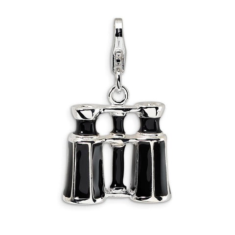 Sterling Silver Enamel Binocular w/Lobster Claw Clasp Charm