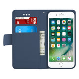 IPhone 7 Leather Wallet Pouch Card Slot Case Cover Blue